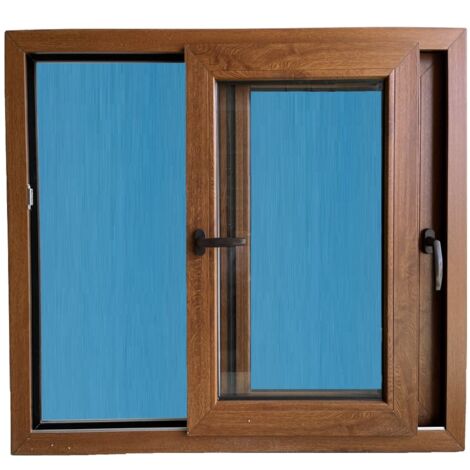 Ventana PVC 1000x1000 Roble Dorado Corredera Vidrio Transparente