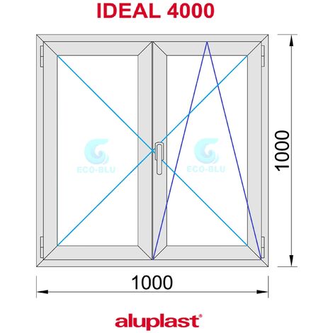 Ventana PVC 1000x1000 Roble Dorado 2 Hojas Oscilobatiente Vidrio Transparente
