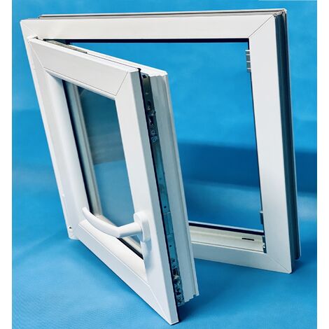 Ventana PVC 500x500 Blanca Oscilobatiente Izquierda Vidrio Mate