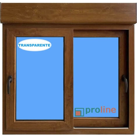 Ventana PVC 1000x1155 Roble Dorado Corredera con Persiana Vidrio Transparente