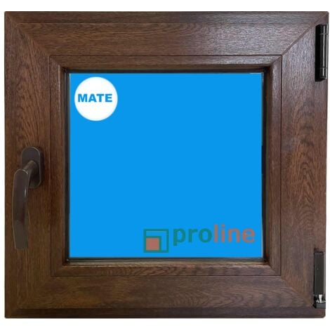 Ventana PVC 500x500 Nogal Oscilobatiente Derecha Vidrio Mate