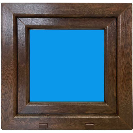 Ventana PVC 500x500 Nogal Oscilobatiente Derecha Vidrio Mate