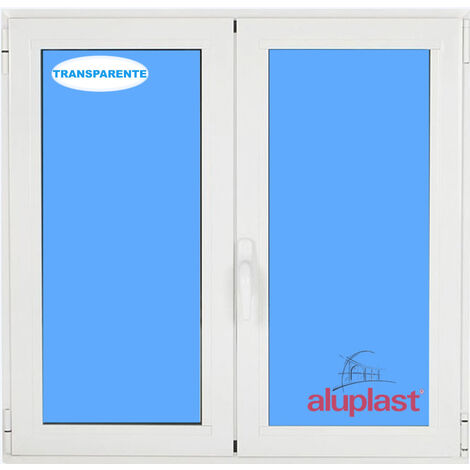 Ventana PVC 1000x1200 Blanca 2 Hojas Oscilobatiente Vidrio Transparente