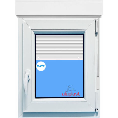 Ventana PVC 800x1155 Blanca Oscilobatiente Derecha con Persiana Vidrio Mate