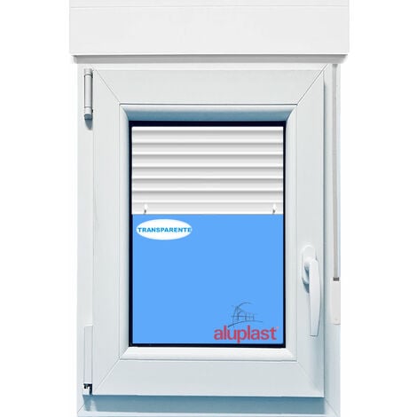 Ventana PVC 700x1155 Blanca Oscilobatiente Izquierda con Persiana Vidrio Transparente