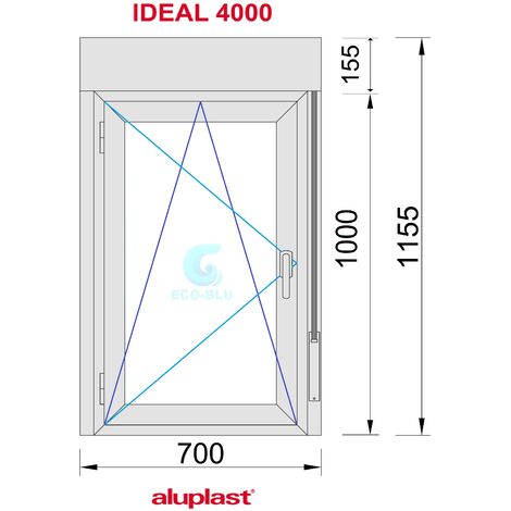 Ventana PVC 700x1155 Blanca Oscilobatiente Izquierda con Persiana Vidrio Transparente