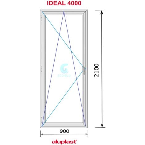 Puerta Balconera PVC 900x2100 Blanca Oscilobatiente Izquierda Vidrio Transparente