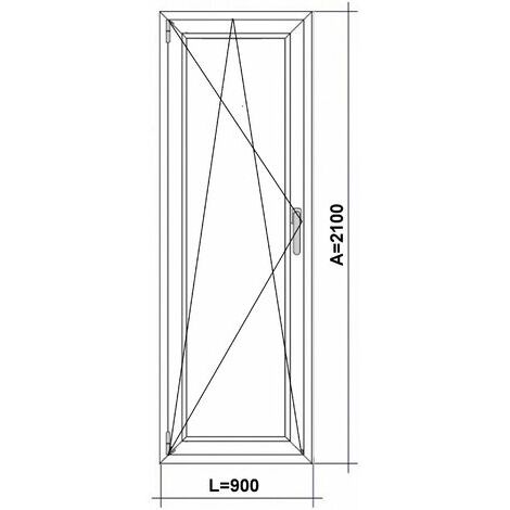 Puerta Balconera PVC 900x2100 Blanca Oscilobatiente Izquierda Vidrio Transparente