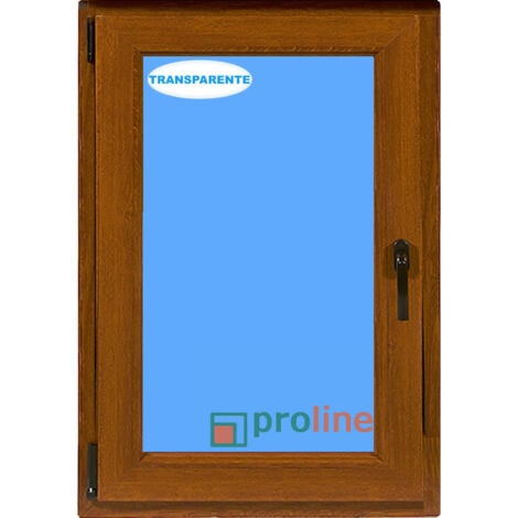 Ventana PVC 700x1000 Roble Dorado Oscilobatiente Izquierda Vidrio Transparente