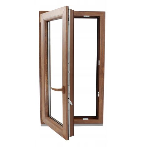 Ventana PVC 700x1000 Roble Dorado Oscilobatiente Izquierda Vidrio Transparente