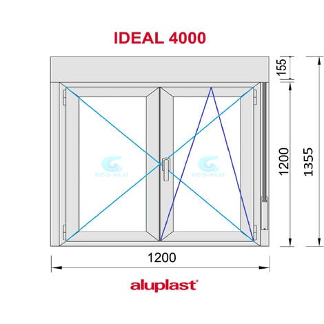 Ventana PVC con Persiana Vidrio Transparente - ALUPLAST - 1200x1355 Blanca 2 Hojas Oscilobatiente
