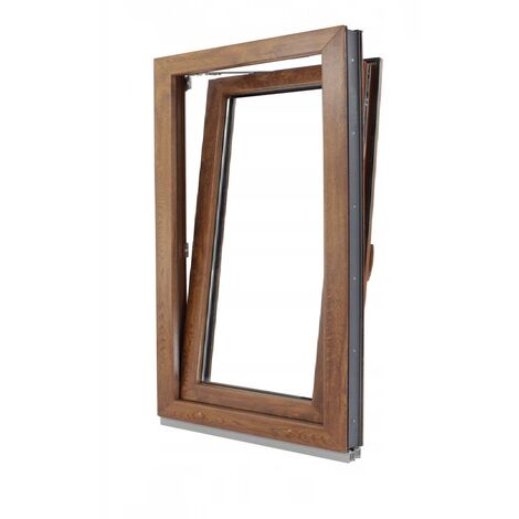 Ventana PVC PROLINE 700x1000 Roble Dorado Oscilobatiente Derecha Vidrio Transparente