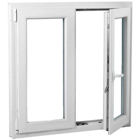 Ventana PVC 1400x1000 Blanca 2 Hojas Oscilobatiente Vidrio Transparente