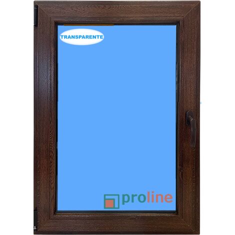 Ventana PVC 700x1000 Nogal Oscilobatiente Izquierda Vidrio Transparente