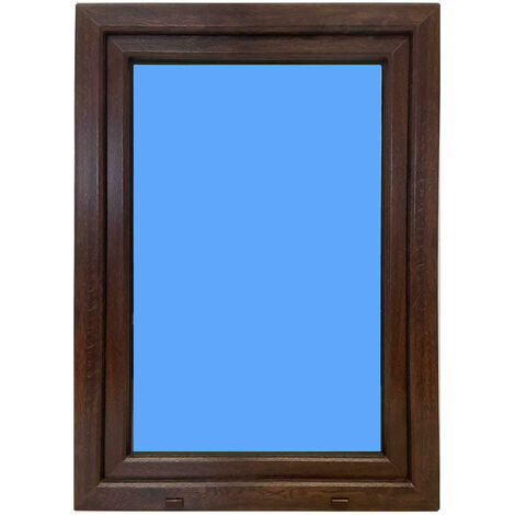 Ventana PVC 700x1000 Nogal Oscilobatiente Izquierda Vidrio Transparente