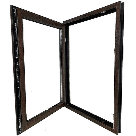 Ventana PVC 700x1000 Nogal Oscilobatiente Izquierda Vidrio Transparente