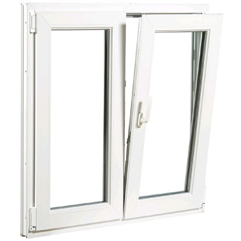 Ventana PVC 1500x1185 Blanca 2 Hojas Oscilobatiente Vidrio Transparente