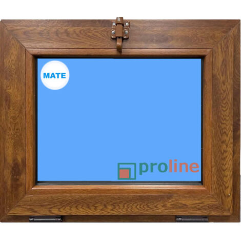 Ventana PVC 600X500 Roble Dorado Abatible (Golpete) Vidrio Mate