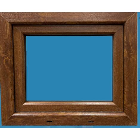 Ventana PVC 600X500 Roble Dorado Abatible (Golpete) Vidrio Mate