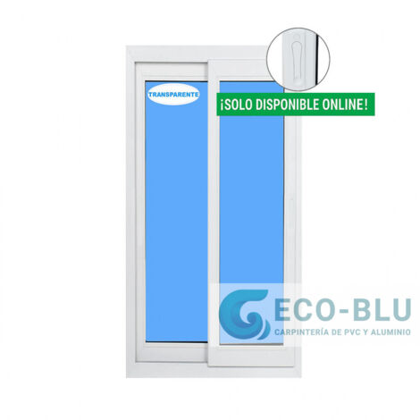 Balconera PVC 1200x2100 Blanca 2 Hojas Corredera Vidrio Transparente