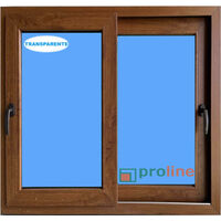 Ventana PVC 1000x1000 Roble Dorado Corredera Vidrio Transparente