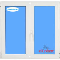Ventana PVC 1000x1200 Blanca 2 Hojas Oscilobatiente Vidrio Transparente