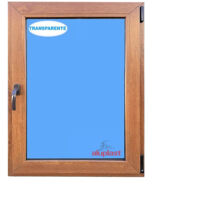 Ventana PVC 600x900 Roble Dorado Oscilobatiente Derecha Vidrio Transparente