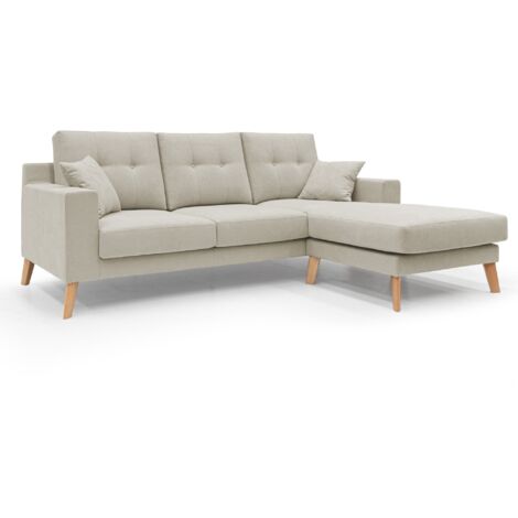 Danish Sofá rinconero moderno reversible de tela suave e impermeable 237 cm Crema