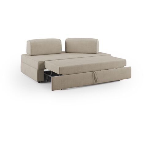 Liberty Sofá sin puff extraíble y respaldo desmontable en tela impermeable 160 cm Beige (1/5)