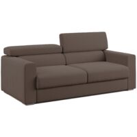 Dylan Sofá con pouf extraíble en tejido efecto algodón impermeable 158 cm Marrón