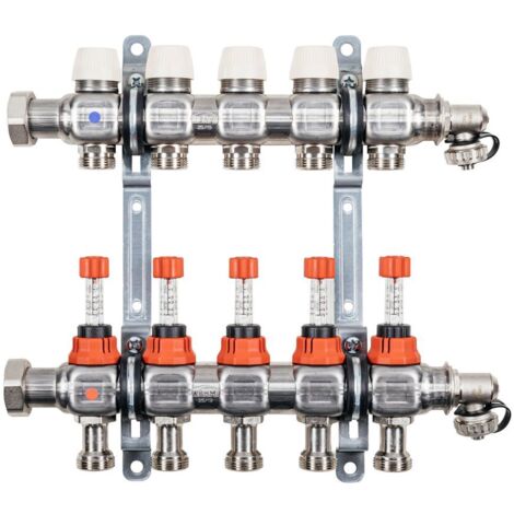 Kermi x-net Verteiler 1'' Komfort-5 für 5 Kreise, Baulänge 320 mm, SFVT0501000