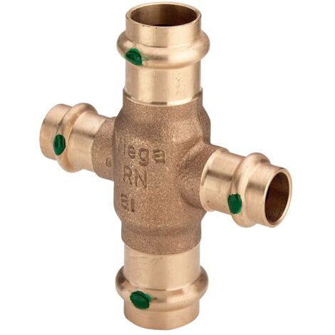 Viega Profipress Sanpress-Kreuzungsstück, d1 22, d2 15 Rotguss oder Siliziumbronze Modell 2244, 424497 (1/2)
