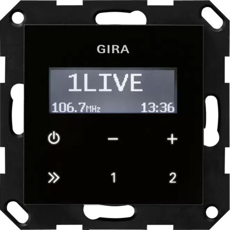 Gira UP-Radio RDS o.Lautsprecher System 55 Schwarzglasoptik [228405], 2284 05 (1/2)