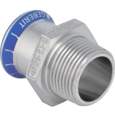 Geberit bergangsstück Mapress d 22mmxR 3/4, labs-f, m AG, Edelstahl (1/5)