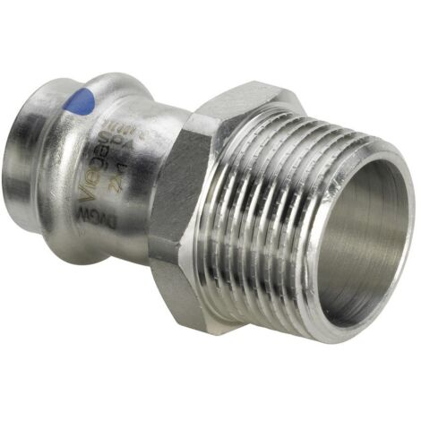 Viega Sanpress Inox LF-Übergangsstück, d 15mm, R 1/2 Stahl nichtrostend Modell 2311LF, 665777 (1/2)