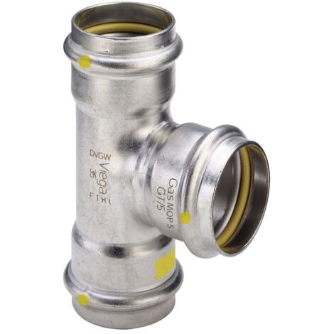Viega Sanpress Inox G-T-Stück, d1 54, d2 28, d3 54 Stahl nichtrostend Modell 0218, 570477 (1/2)