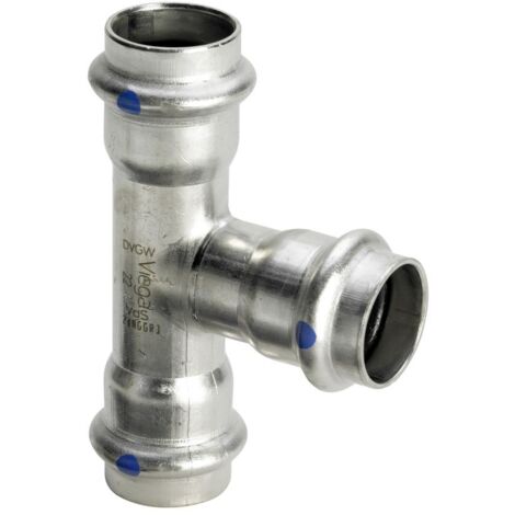 Viega Sanpress Inox LF-T-Stück, d1 35, d2 18, d3 35 Stahl nichtrostend Modell 2318LF, 665319 (1/2)