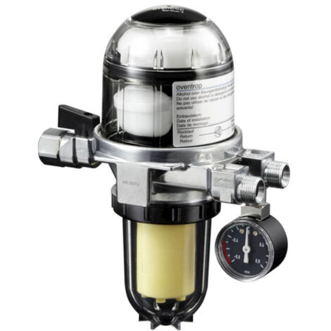 OVENTROP Kombination Heizölfilter und Heizölentlüfter Toc-Duo-3 DN 10, tankseitig G 3/8 IG, brennerseitig G 3/8 AG, mit Unterdruckmanometer und Filtereinsatz aus Sinterkunststoff 25-40 mym, 2142762 (1/2)