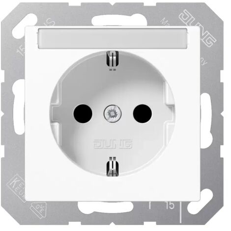 Jung SCHUKO®-Steckdose, 16 A 250 V , mit Schriftfeld, Thermoplast, Serie A, alpinweiß A 1520 BFNA WW (1/2)