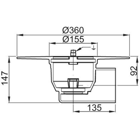 ACO Bodenablauf Passavant DN100/1,5 Grad/1,6l/s/Klebefl./Anstrich, 5570.30.20