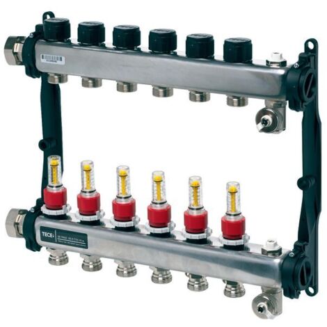 TECEfloor Edelstahl-Heizkreisverteiler, mit Durchflussanzeige,