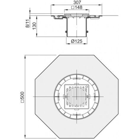 ACO Aufsatzstück AV-Selecta 148x148 K3/ Kst./ rutschh./Rost V2A verriegelbar, 5141.91.33