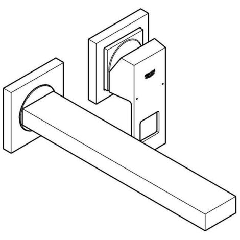 Grohe Fertigmontageset Eurocube sst, 2-Loch-Waschtisch-Wandarmatur, Ausl. 231mm (1/5)