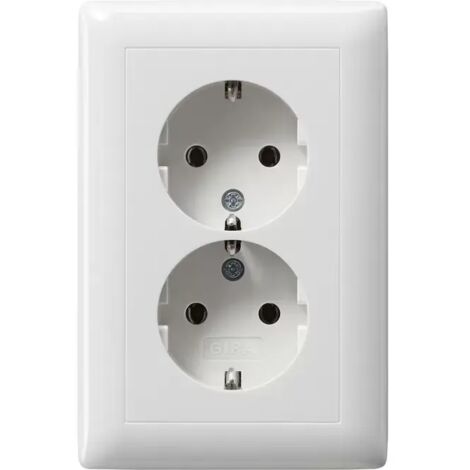 Gira 2f-SCHUKO Vollpl. f. Gerätedose 1,5f Standard 55 Reinweiß [078203], 0782 03 (1/2)