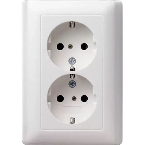 Gira 2f-SCHUKO-Steckd. SP + Vollpl. System 55 Reinweiß [078303], 0783 03 (1/2)