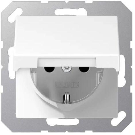 Jung SCHUKO®-Steckdose, 16 A 250 V , SAFETY+, Klappdeckel, Thermoplast, Serie A, alpinweiß A 1520 BFKIKL WW (1/2)