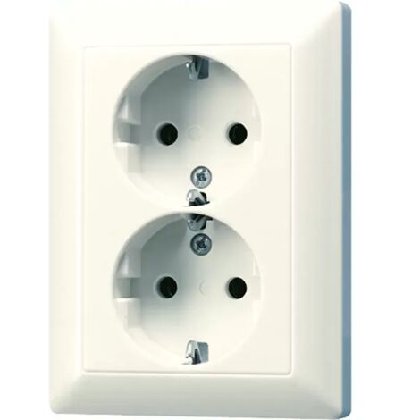 Jung SCHUKO®-Zweifach-Steckdose, 16 A 250 V , Duroplast, Serie AS, weiß AS 5020 U (1/2)