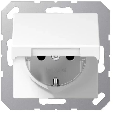 Jung SCHUKO®-Steckdose, 16 A 250 V , Klappdeckel, Thermoplast, Serie A, alpinweiß A 1520 BFKL WW (1/2)