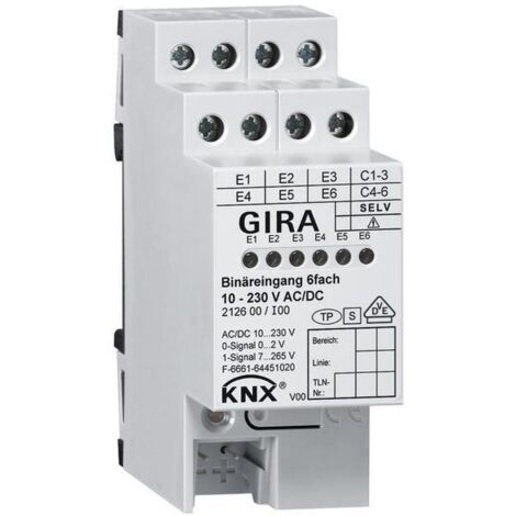 Gira Binäreing. 6f 10 - 230 V AC/DC KNX REG [212600], 2126 00 (1/5)