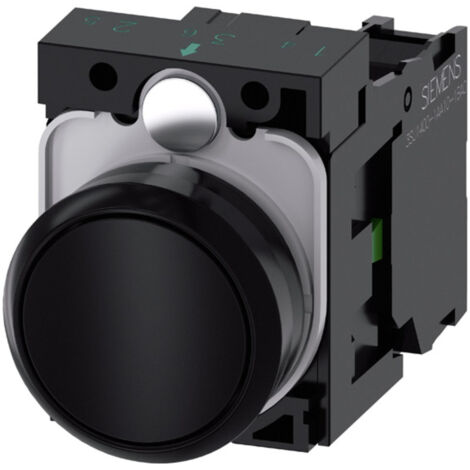 Siemens Drucktaster, 22mm, rund, Kunststoff, schwarz, Druckknopf, 1S, 3SU11000AB101BA0 (1/4)